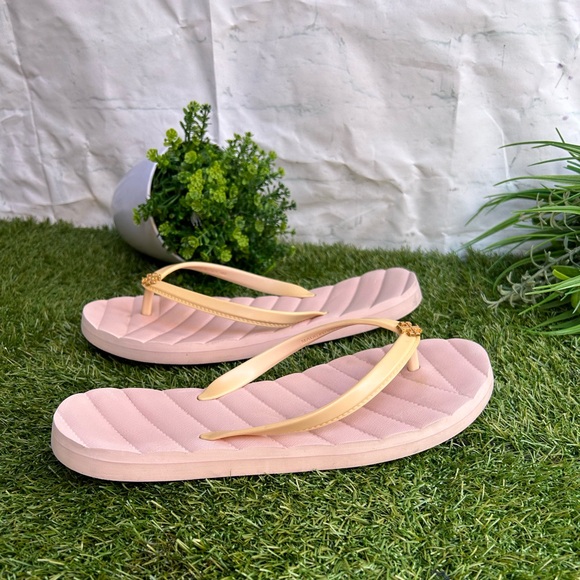 Tory Burch Womens Kira Flip Flops - Meadowsweet/Gold/Pink size 9 gently used - Picture 4 of 14